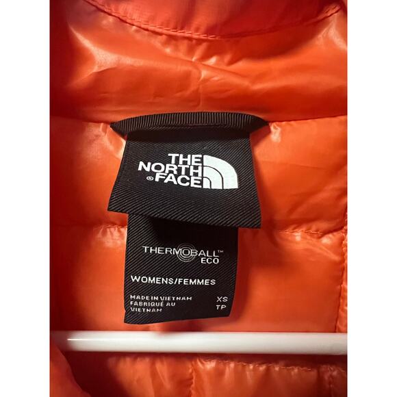 The North Face Womens Thermoball Eco Coral Orange Puffer Zip Up Jacket XS - Picture 10 of 11